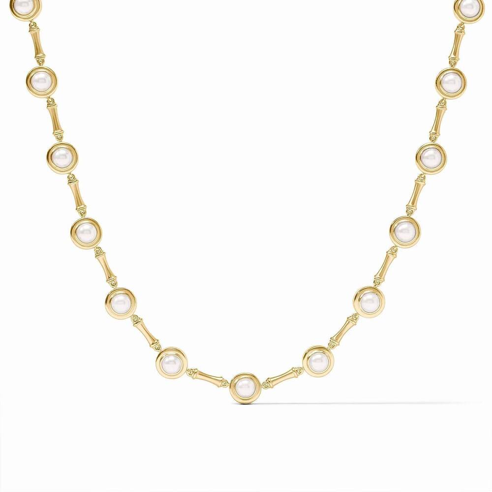 NEW JULIE VOS bamboo pearl necklace in gold
